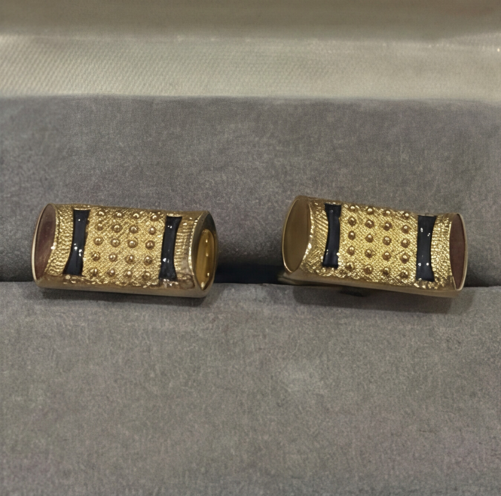 Christian Dior Gold-Tone & Black Enamel Cufflinks – Paris