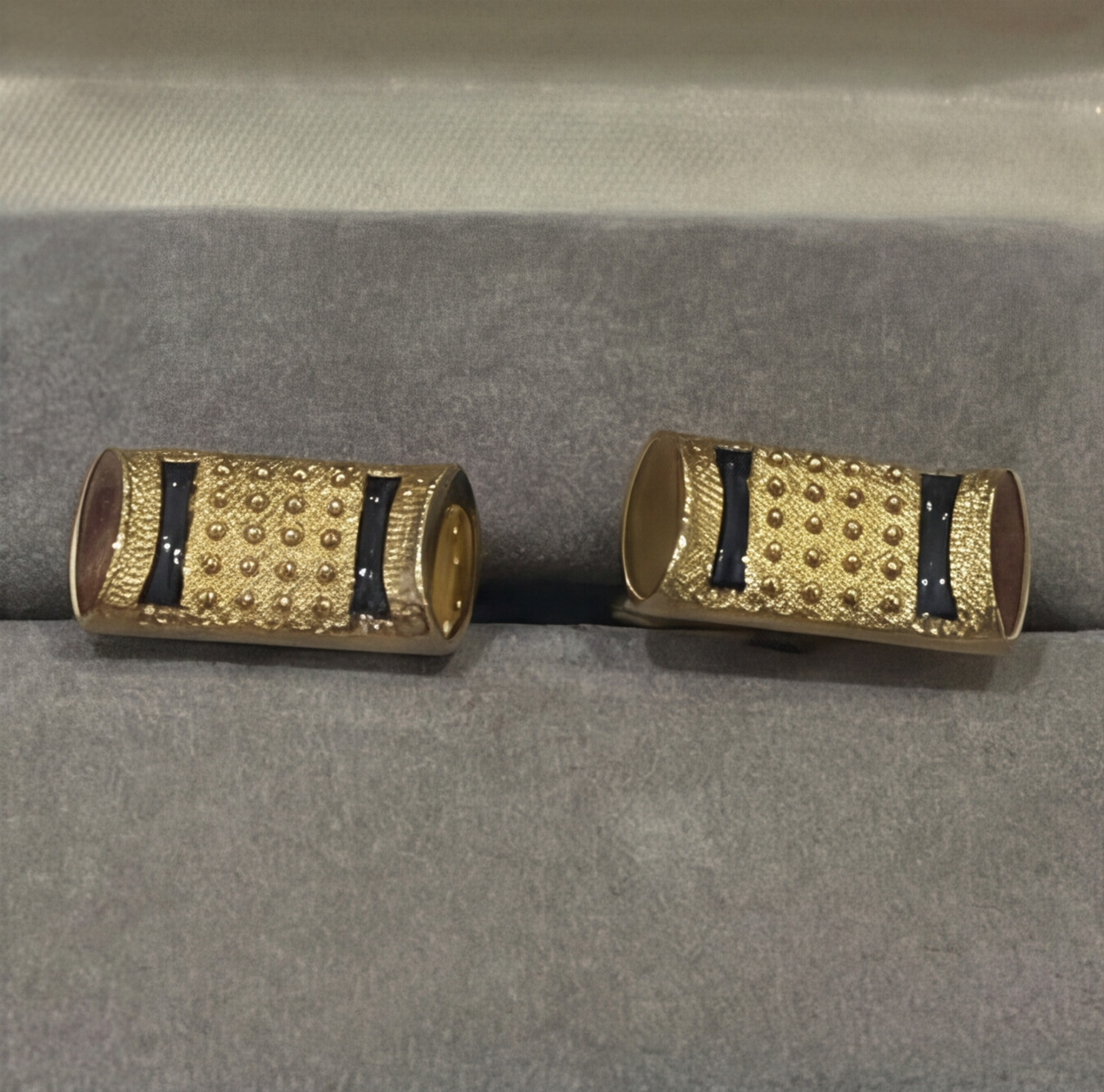 Christian Dior Gold-Tone & Black Enamel Cufflinks – Paris