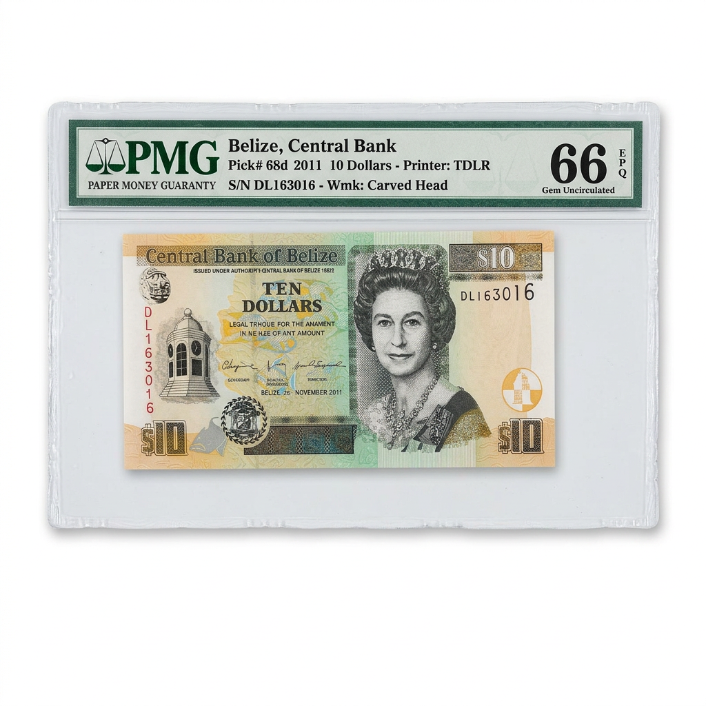 Belize 10 Dollars Banknote – PMG 66 EPQ