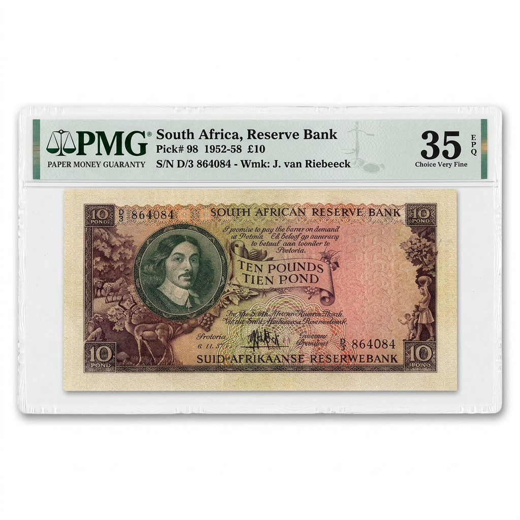 South Africa 10 Pounds Banknote – PMG 35 EPQ