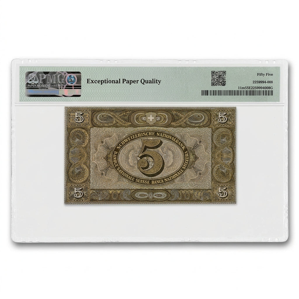 Switzerland 5 Franken Banknote – PMG 55 EPQ