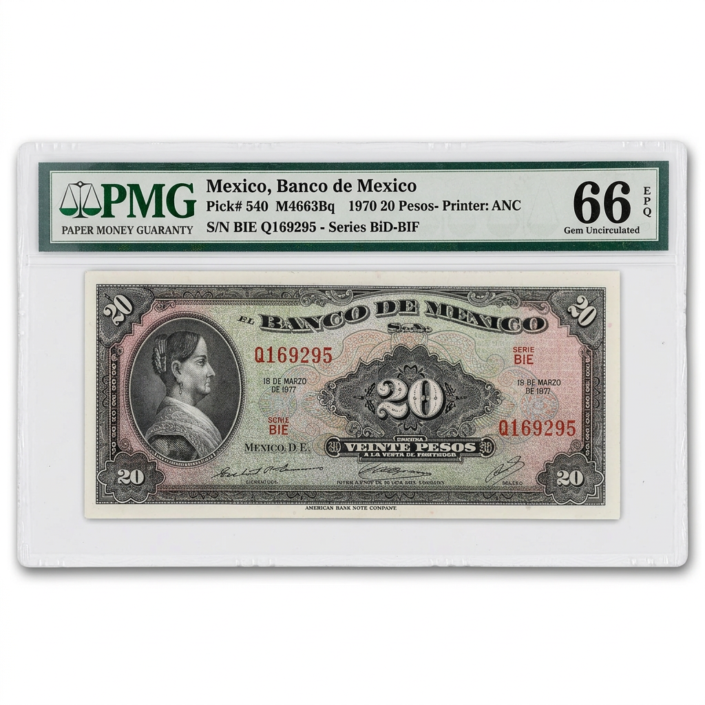 Mexico 20 Pesos Banknote – PMG 66 EPQ