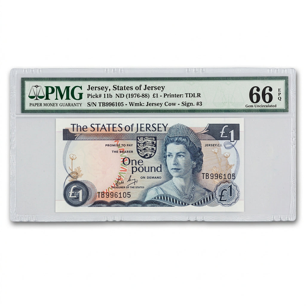 Jersey £1 Banknote – Queen Elizabeth II | PMG 66 EPQ