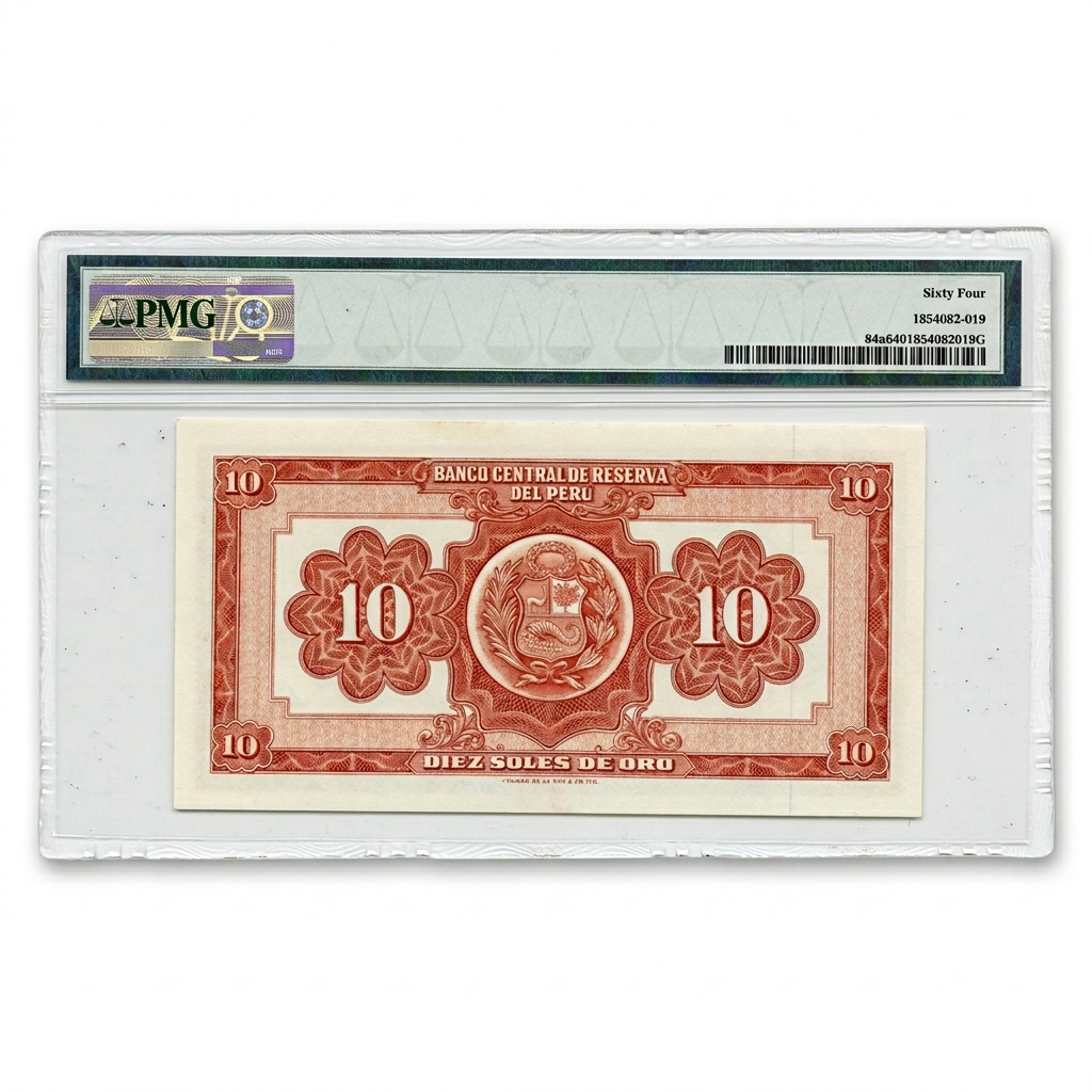 Peru 10 Soles de Oro Banknote – Banco Central de Reserva | PMG 64 Choice Uncirculated