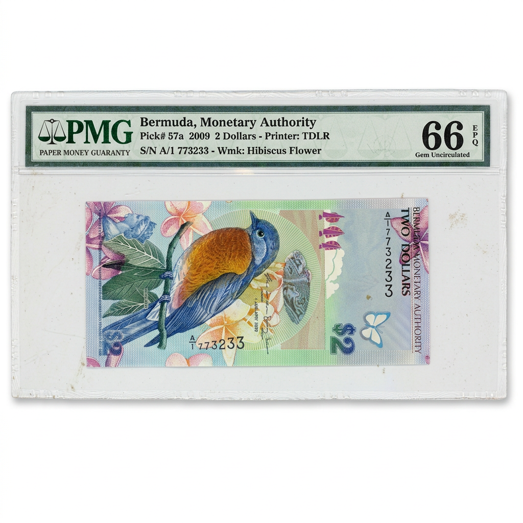 Bermuda 2 Dollars Banknote – Bermuda Monetary Authority | PMG 66 Gem Uncirculated