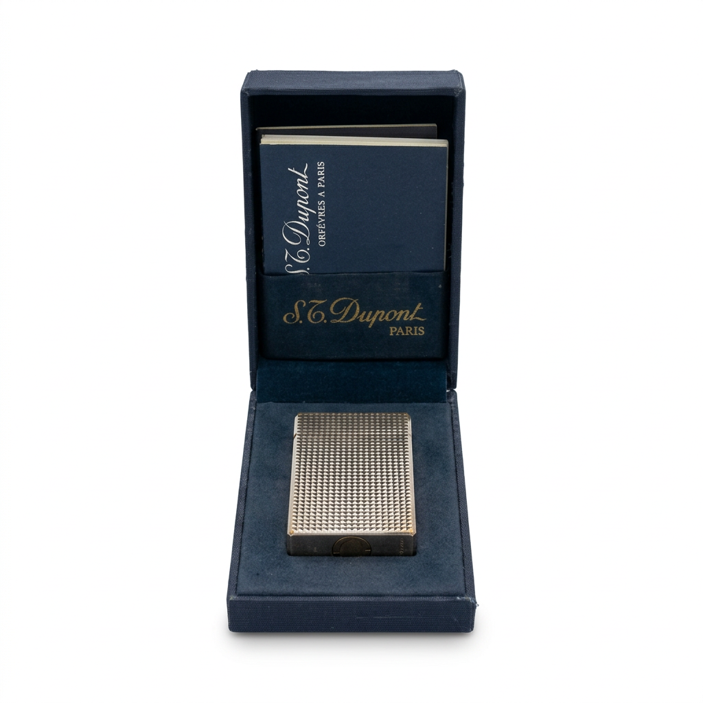 S.T. Dupont Vintage Lighter – Diamond Head Palladium Finish | With Original Box | France
