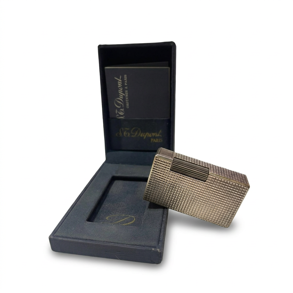 S.T. Dupont Vintage Lighter – Diamond Head Palladium Finish | With Original Box | France