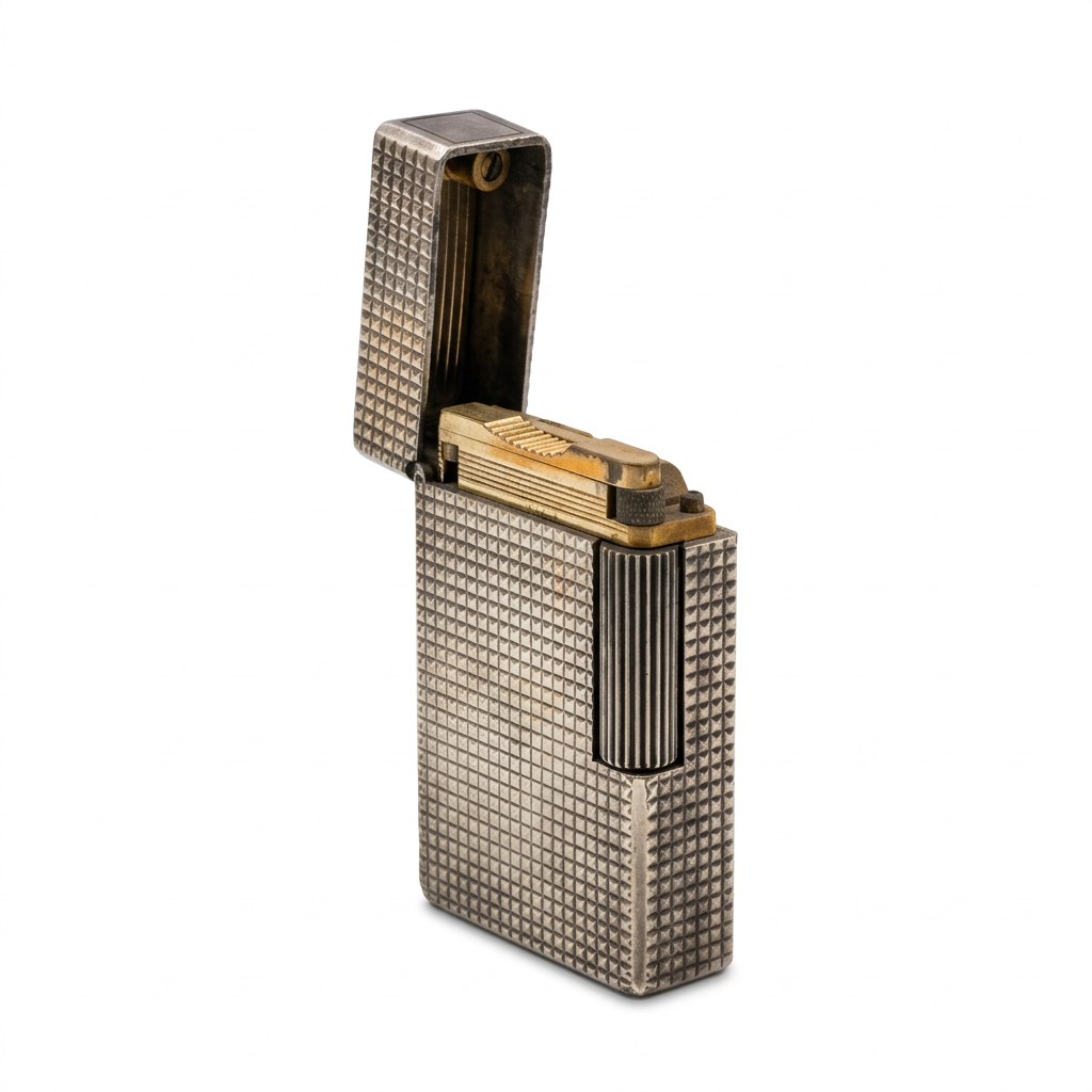 S.T. Dupont Vintage Lighter – Diamond Head Palladium Finish | With Original Box | France