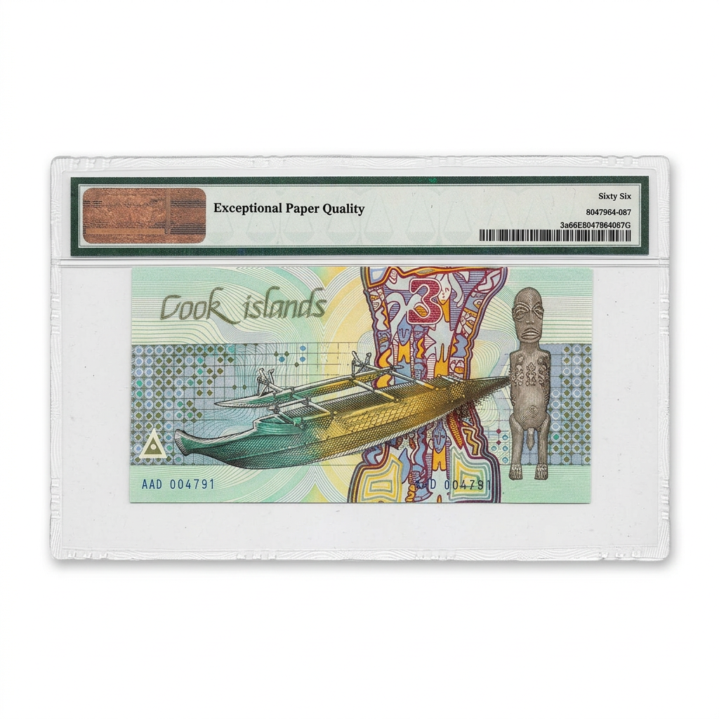Cook Islands 3 Dollars Banknote – Government of the Cook Islands | PMG 66 Gem Uncirculated