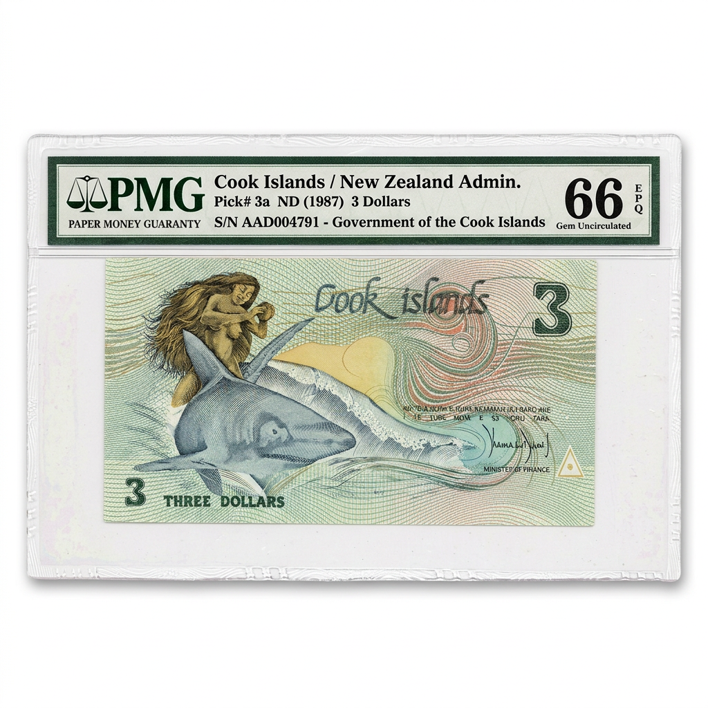 Cook Islands 3 Dollars Banknote – Government of the Cook Islands | PMG 66 Gem Uncirculated