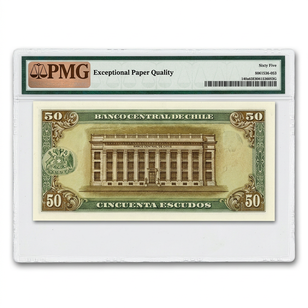 Chile 50 Escudos Banknote – Banco Central de Chile | PMG 65 EPQ Gem Uncirculated