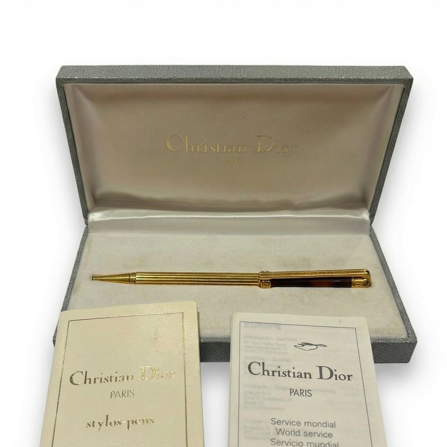 Christian Dior Paris Vintage Ballpoint Pen – Gold Plated & Brown Lacquer