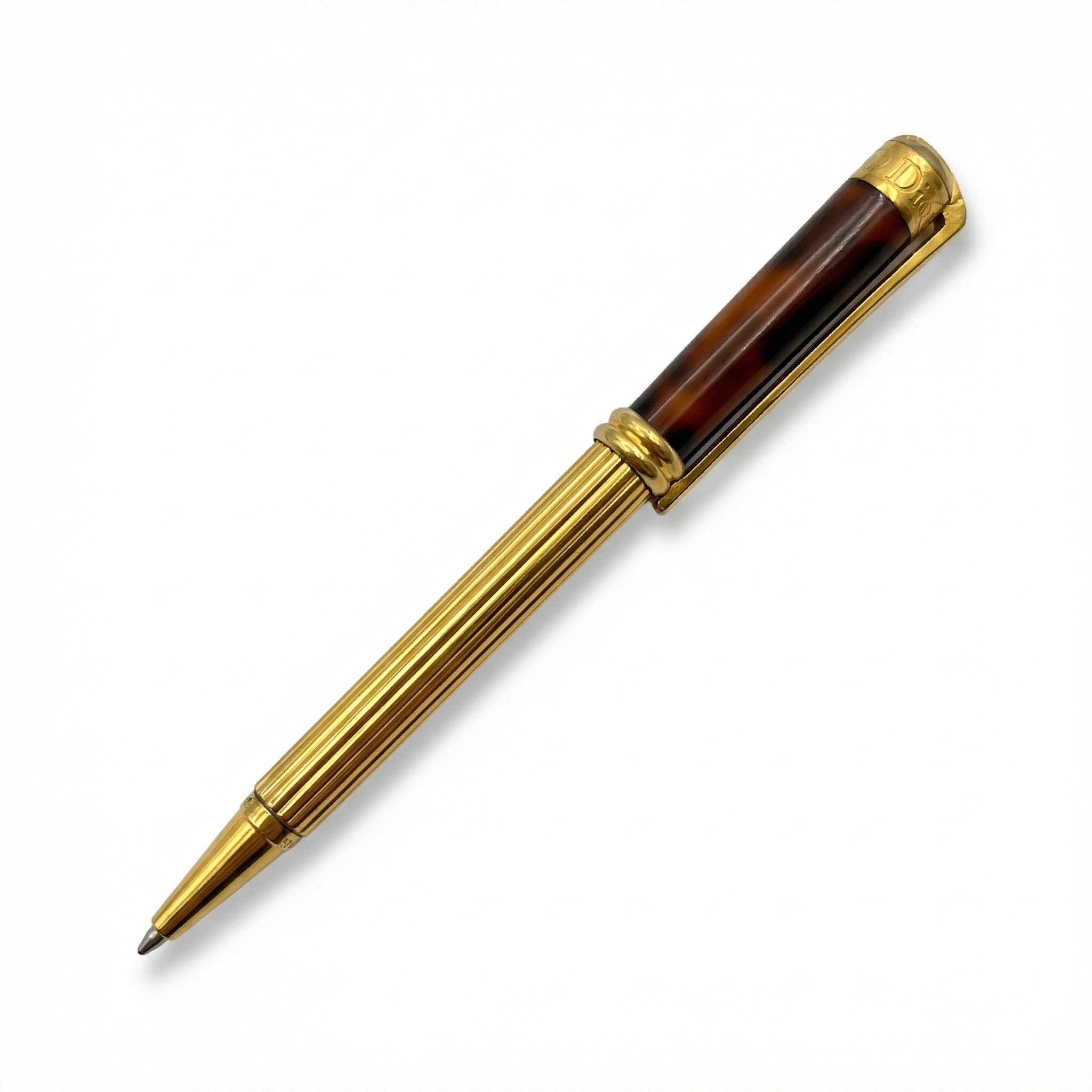Christian Dior Paris Vintage Ballpoint Pen – Gold Plated & Brown Lacquer