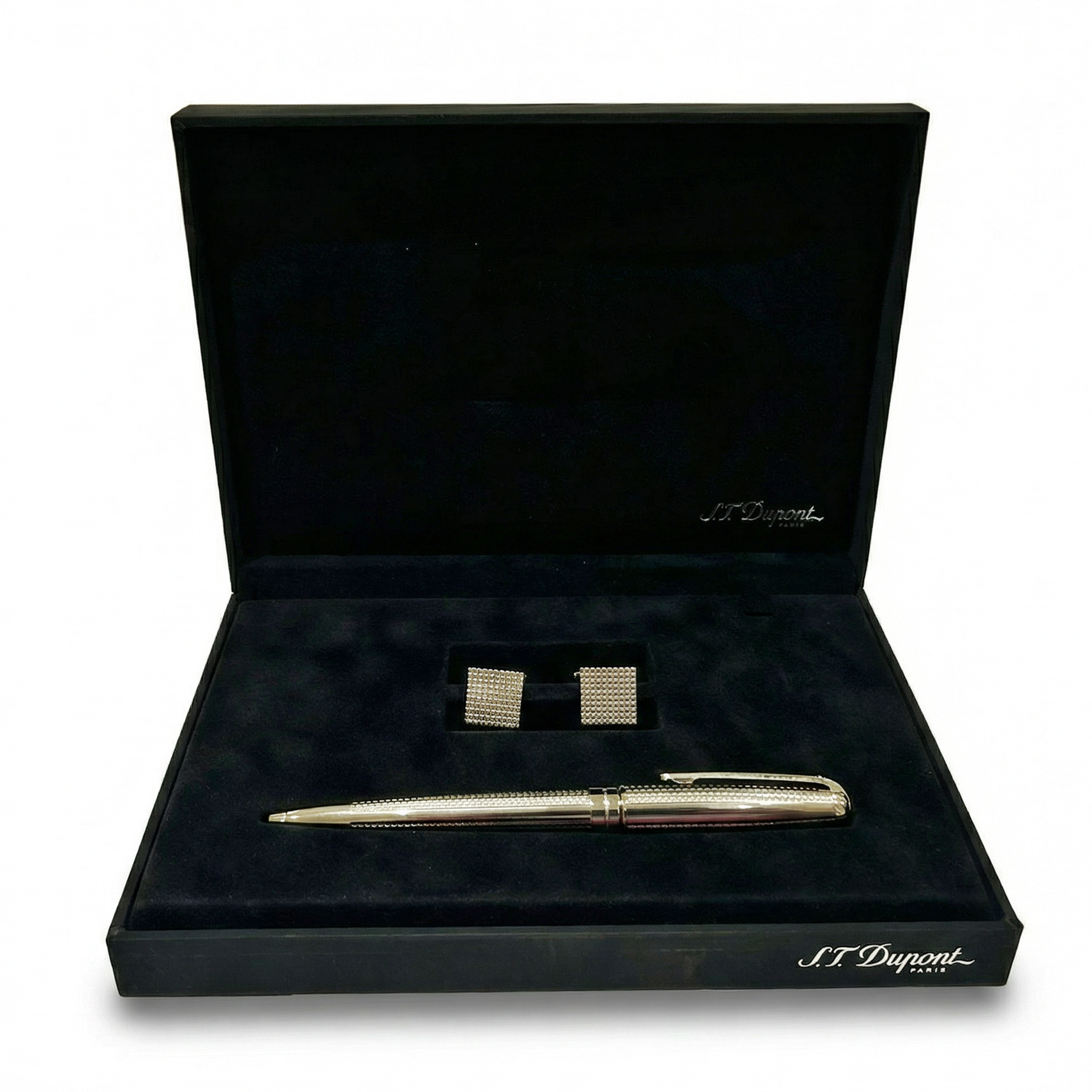 S.T. Dupont Classique Guilloché Ballpoint Pen & Cufflinks Set