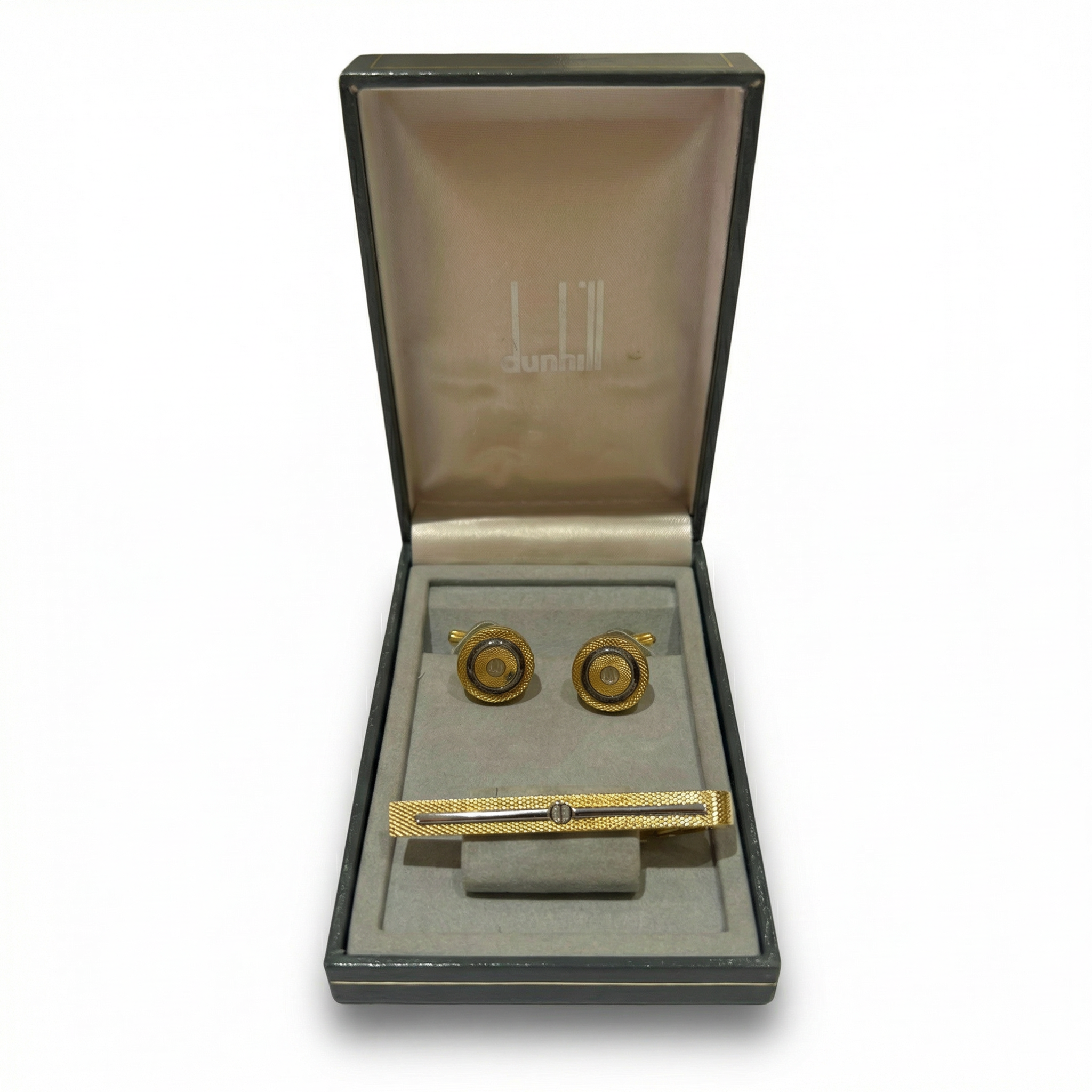 Dunhill Gold-Plated Cufflinks & Tie Clip Set – London