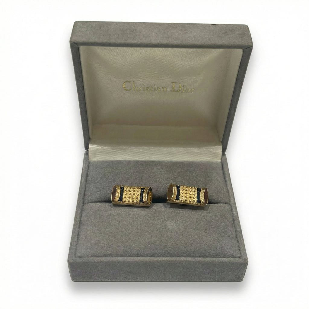 Christian Dior Gold-Tone & Black Enamel Cufflinks – Paris