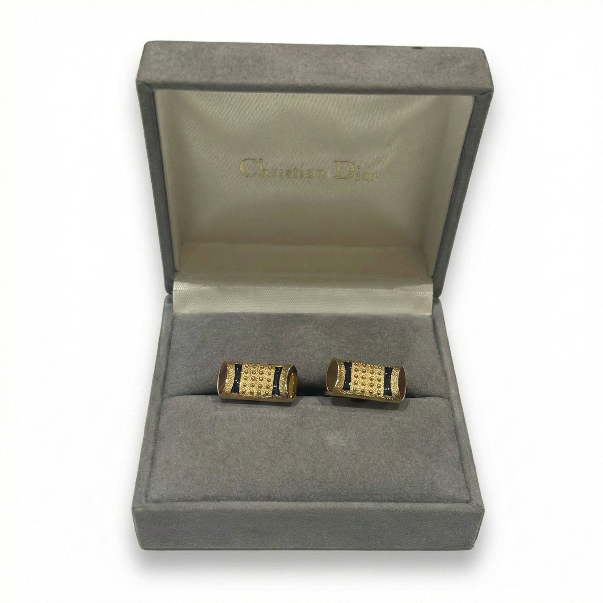 Christian Dior Gold-Tone & Black Enamel Cufflinks – Paris