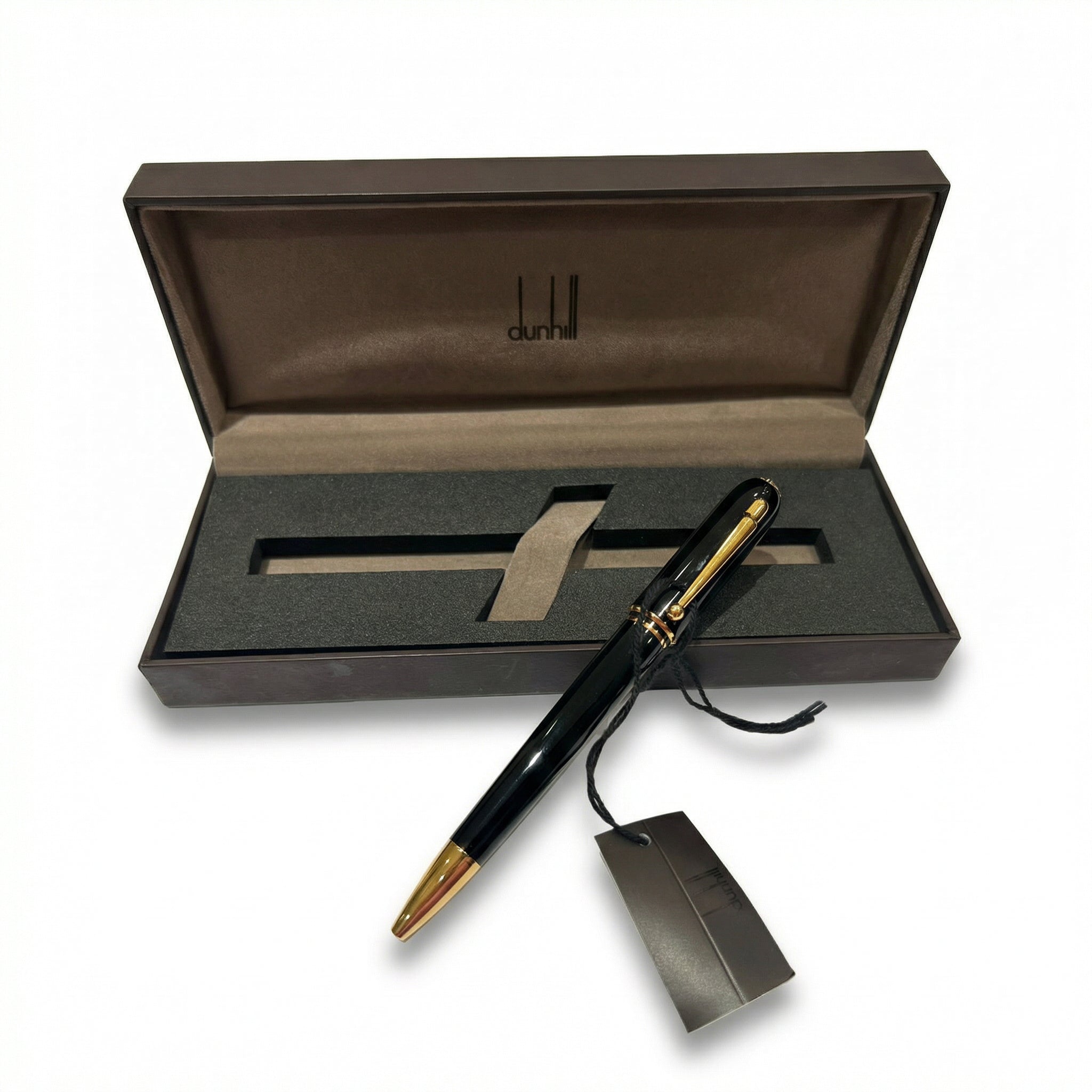 Dunhill London Ballpoint Pen – Black Lacquer &amp; Gold-Plated Trim