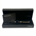 S.T. Dupont Paris Ballpoint Pen – Black Lacquer with Palladium Grid Design