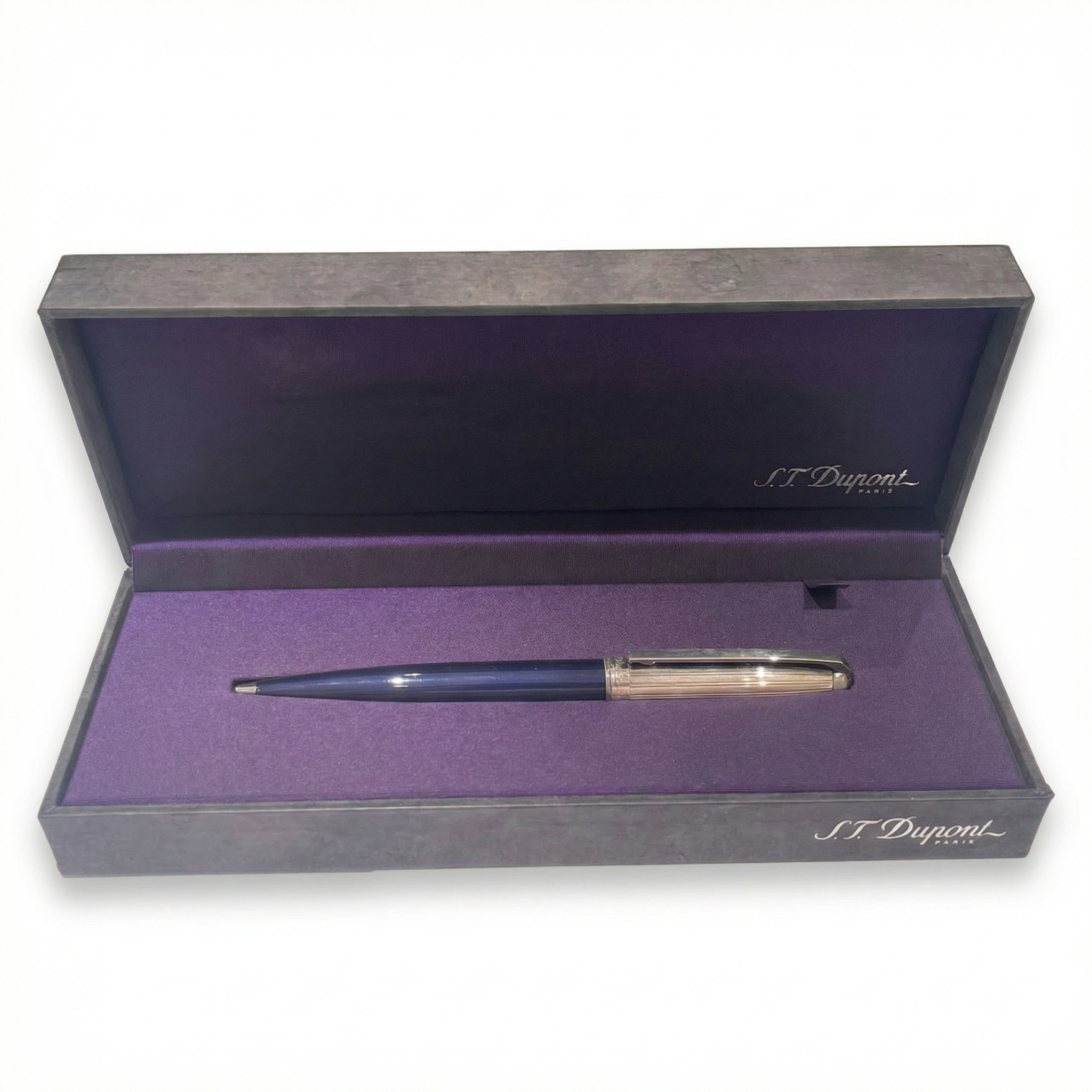 S.T. Dupont Paris “Fidelio” Ballpoint Pen – Blue Lacquer & Guilloché Cap