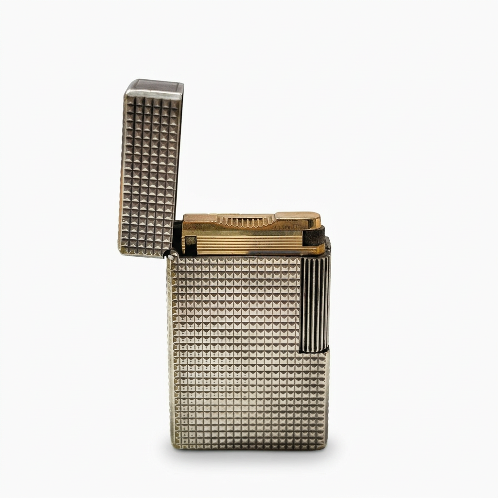 S.T. Dupont Vintage Lighter – Diamond Head Palladium Finish | With Original Box | France