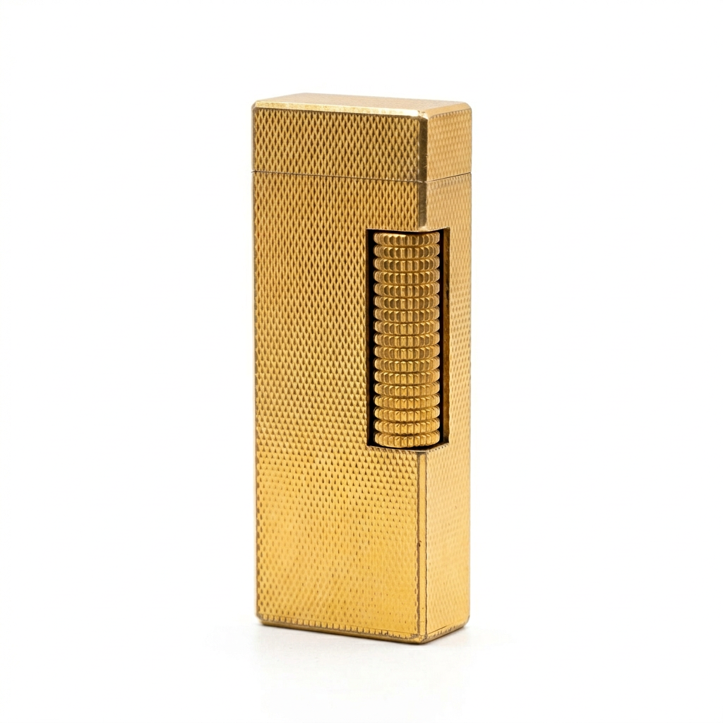 Dunhill Vintage Gold-Plated Lighter – Textured Guilloché | With Original Presentation Case | England