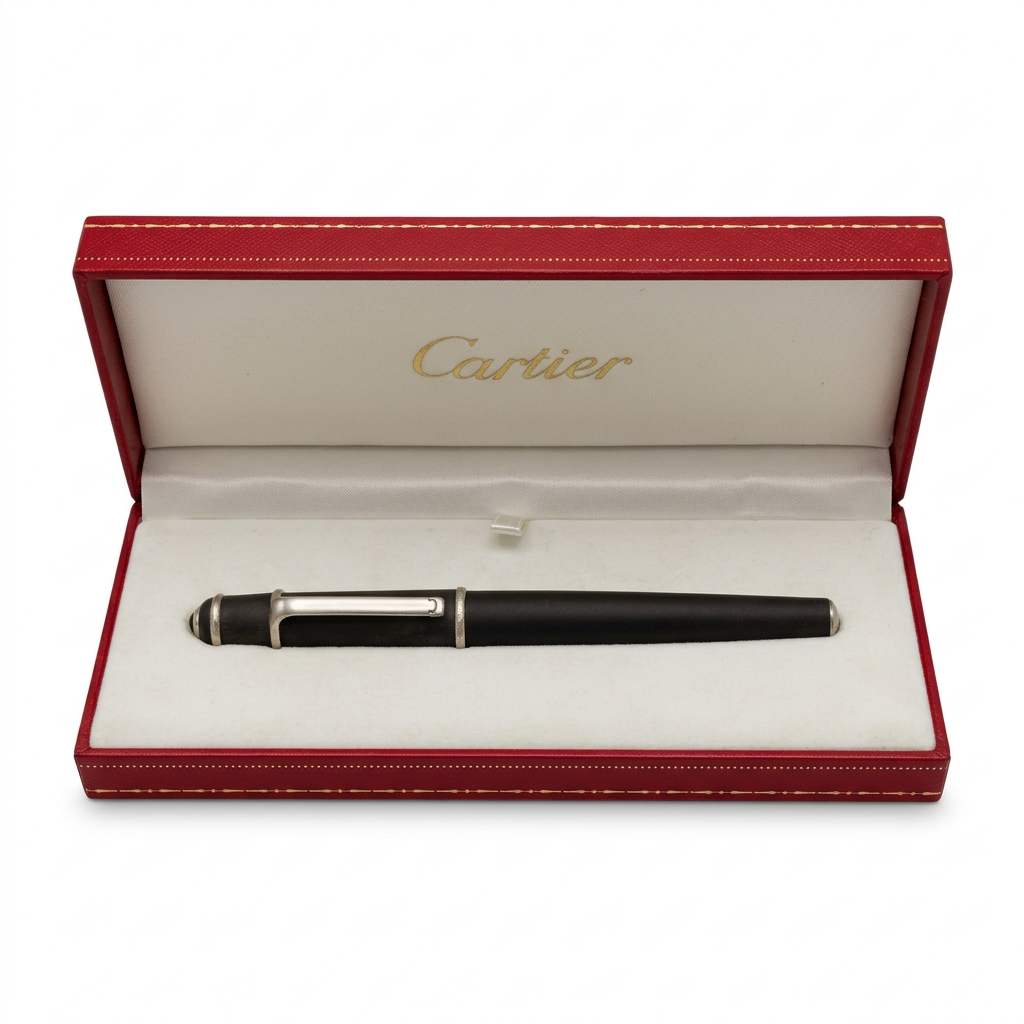 Cartier “Diabolo de Cartier” Rollerball Pen – Black Composite &amp; Palladium Finish | With Original Box and Papers