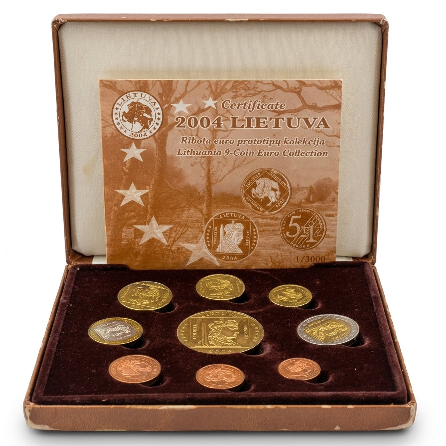 Lithuania 2004 Euro Pattern Coin Set – Limited Edition 9-Coin Collection