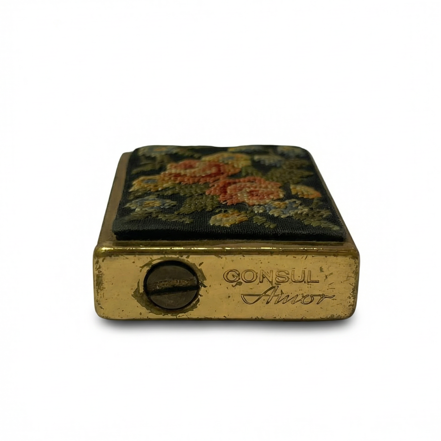 Consul Amor Vintage Lighter – Floral Needlepoint Design