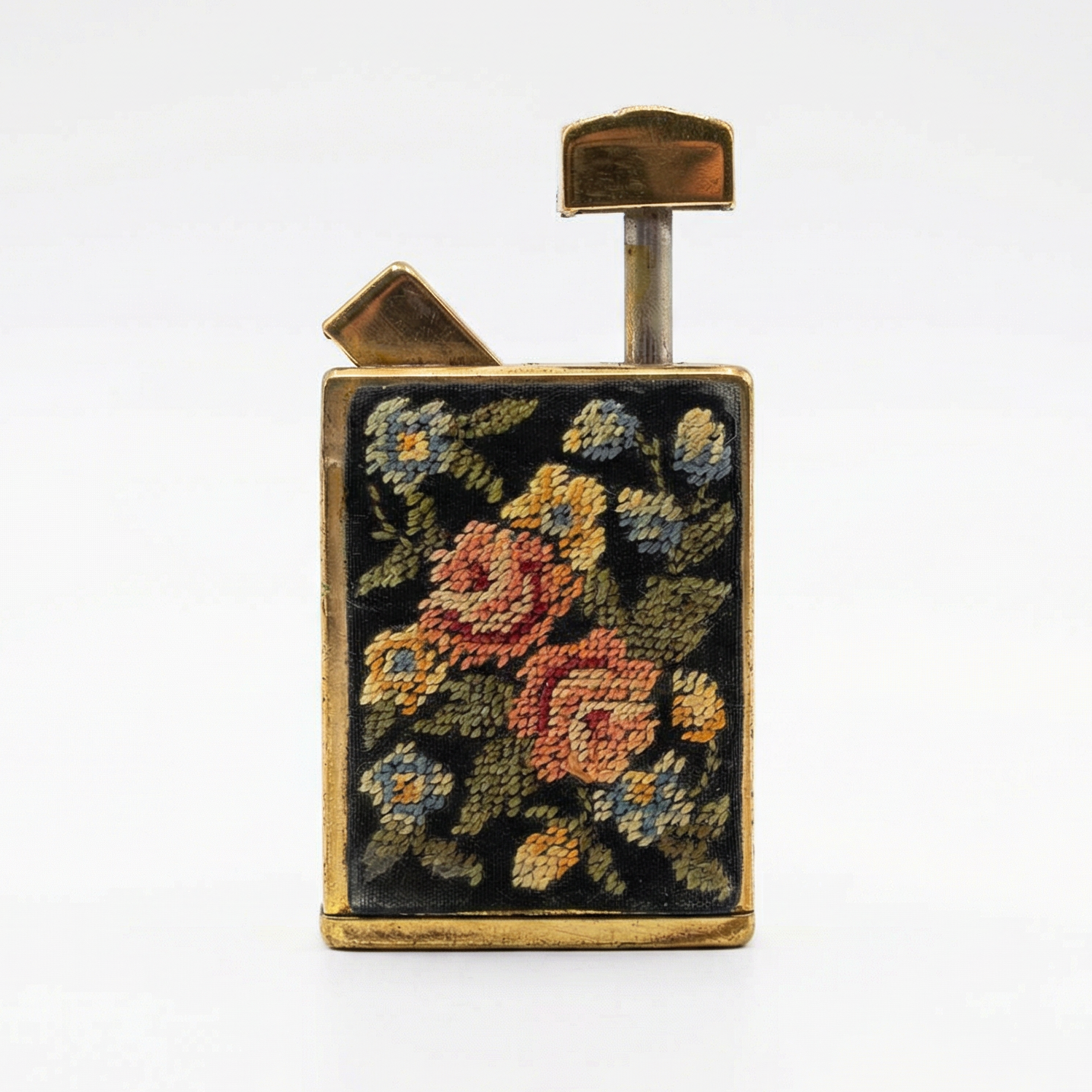 Consul Amor Vintage Lighter – Floral Needlepoint Design