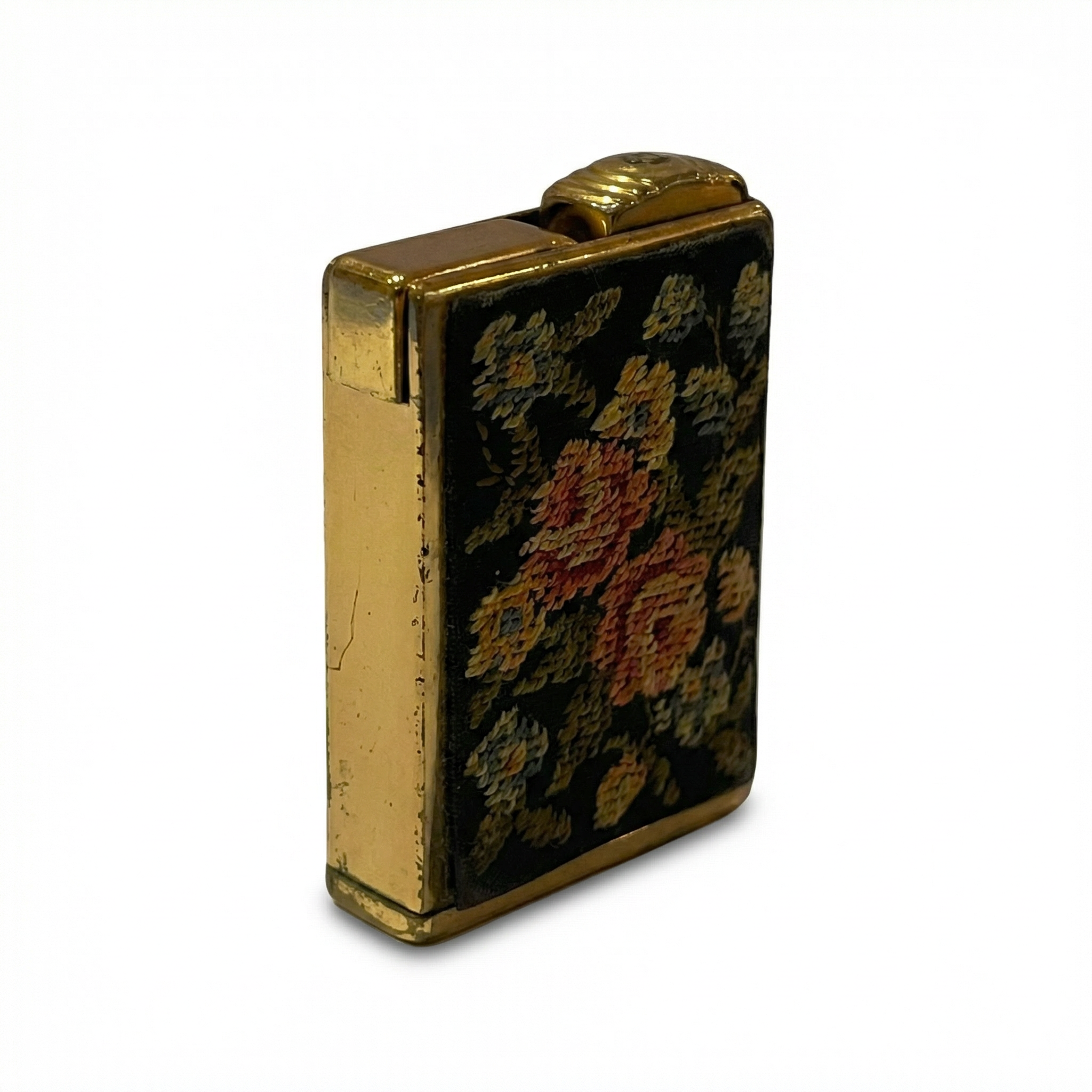 Consul Amor Vintage Lighter – Floral Needlepoint Design
